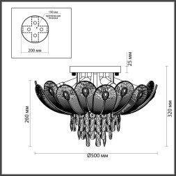 Люстра потолочная 5048/7 HALL Odeon Light золото/прозрачный/янтарный/металл/хрусталь/стекло Люстра E14 7*40W PAROTI