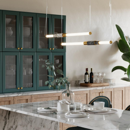 Подвесной светильник 4359/14L MIDCENT Odeon Light белый мрамор/антич. бронза/металл/акрил IP20 LED 14W 3000K 220V MARMI