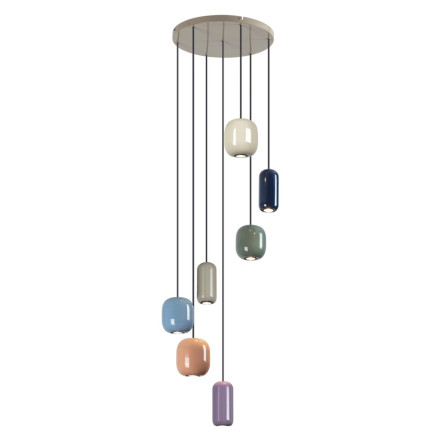 Люстра каскадная 5053/7 PENDANT Odeon Light цвет слонов.кости/мультиколор/металл Подвес GU10 LED 7*4W OVALI