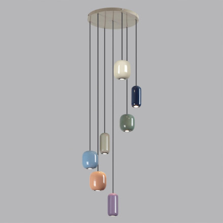 Люстра каскадная 5053/7 PENDANT Odeon Light цвет слонов.кости/мультиколор/металл Подвес GU10 LED 7*4W OVALI