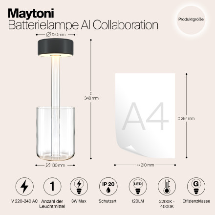 Аккумуляторный светильник Maytoni MOD229TL-L3B3K1 Maytoni Modern Modern AI Collaboration Черный LED