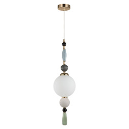 Подвес 5405/1A MODERN Odeon Light EXCLUSIVE золотой/голубой/зеленый/белый матов./металл/керамика/стекло Подвес E14 1*40W PALLE