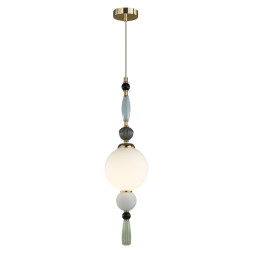 Подвес 5405/1A MODERN Odeon Light EXCLUSIVE золотой/голубой/зеленый/белый матов./металл/керамика/стекло Подвес E14 1*40W PALLE