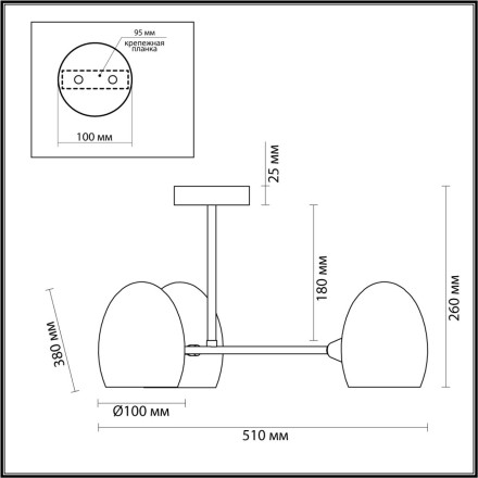 Люстра потолочная 6514/3C MODERNI Lumion латунь Люстра потолочная E14 3*40W 220V KENDALL