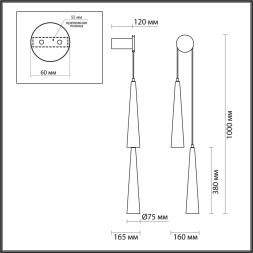 Бра 5044/24WL L-VISION Odeon Light глянц.темн.хром/прозрачный/металл/стекло Бра LED 24W 3000K 2536Лм LUMP