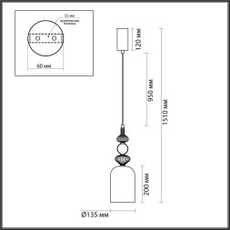 Подвес 5046/12LA L-VISION Odeon Light черный/фиолетовый/металл/стекло/керамика Подвес LED 12W 4000К 1400Лм PALLETA