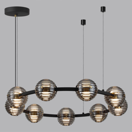 Люстра 5041/90L L-VISION Odeon Light черный/золото/дымчатый/металл/стеко Люстра LED 90W 4000К 7751Лм TRONI