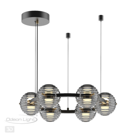 Люстра 5041/60L L-VISION Odeon Light черный/золото/дымчатый/металл/стеко Люстра LED 60W 4000К 1526Лм TRONI