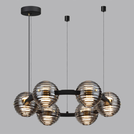 Люстра 5041/60L L-VISION Odeon Light черный/золото/дымчатый/металл/стеко Люстра LED 60W 4000К 1526Лм TRONI