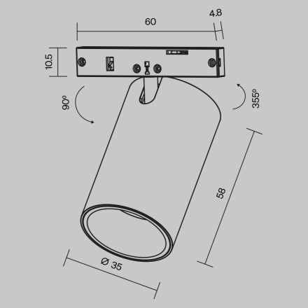 Трековый светильник Technical TR187-1-5W4K-M-B Maytoni Technical Магнитная трековая система 5мм LEVITY Focus Led Черный LED 4000