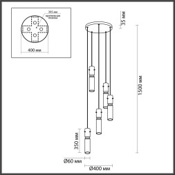 Люстра каскадная 5058/25L PENDANT Odeon Light черный/дымчатый/металл/стекло Люстра каскадная LED 5*5W 3000K SCROW