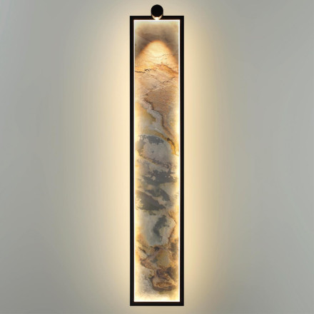 Настенный светильник со спотом LED 30W 3000K STOFLAKE 5078/30WL L-VISION Odeon Light черный/серо-беж./металл/натур.камень/акрил