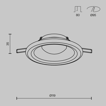 Встраиваемый светильник Technical DL097-GU10-W Maytoni Technical Downlight Spark Белый GU10 0