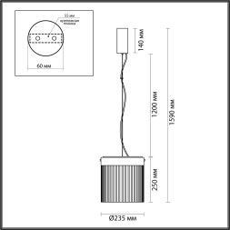 Подвес 5047/20L L-VISION Odeon Light черный/светл.янтарный/металл/стекло Подвес LED 20W 4000К 2238Лм PILLARI