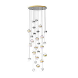 Люстра каскадная 5037/232L L-VISION Odeon Light ант.бронза/никель/прозрачн/молочный/металл/акрил LED 232W 4000K 11250лм RONI