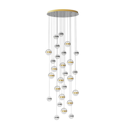 Люстра каскадная 5037/232L L-VISION Odeon Light ант.бронза/никель/прозрачн/молочный/металл/акрил LED 232W 4000K 11250лм RONI