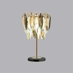 Настольная лампа 5068/3T HALL Odeon Light золото/дымчат./янтарн./матовый белый/металл/хрусталь E14 3*40W VILNA