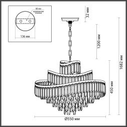 Люстра 5073/12 HALL Odeon Light золото/прозрачный/металл/хрусталь Люстра E14 12*40W WAYTA