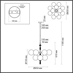 Люстра 5405/12 MODERN Odeon Light EXCLUSIVE золотой/серый/голубой/зеленый/белый матов./металл/керамика/стекло E14 12*40W PALLE