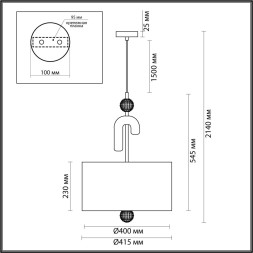 Люстра 5410/3 MODERN Odeon Light EXCLUSIVE черный матов./серый/металл/полирезин/ткань Подвес E14 3*40W BAGEL