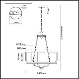 Люстра 6524/4 COUNTY Lumion античная латунь Люстра E27 4*60W 220V RIVERLY