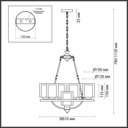 Люстра 6524/7 COUNTY Lumion античная латунь Люстра E27 7*60W 220V RIVERLY