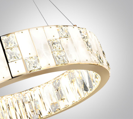 Люстра 5072/60L HALL Odeon Light золото/прозрачный/белый/металл/хрусталь/алебастр Люстра LED 60W 3700K CROSSA