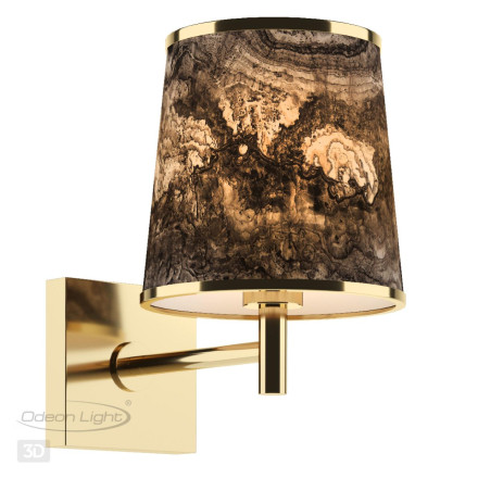 Настенный светильник 5064/1W MODERN Odeon Light античн.бронза/серо-беж./металл/натуральный камень &quot;шпон&quot; Бра E27 LED 1*10W BERGI