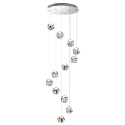 Люстра каскадная 5084/60L L-VISION Odeon Light хром/прозрачный/металл/акрил Люстра каскадная LED 60W 4000K 3000Лм JEMSTONE
