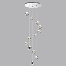 Люстра каскадная 5084/60L L-VISION Odeon Light хром/прозрачный/металл/акрил Люстра каскадная LED 60W 4000K 3000Лм JEMSTONE