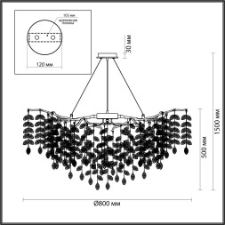 Люстра 4969/12 HALL Odeon Light античн.бронза/алюмин./хрусталь Люстра G9 12*40W DELICA