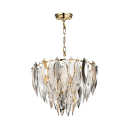 Люстра 5068/9 HALL Odeon Light золото/дымчат./янтарн./матовый белый/металл/хрусталь Люстра E14 9*40W VILNA