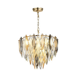 Люстра 5068/9 HALL Odeon Light золото/дымчат./янтарн./матовый белый/металл/хрусталь Люстра E14 9*40W VILNA