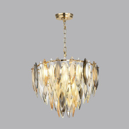 Люстра 5068/9 HALL Odeon Light золото/дымчат./янтарн./матовый белый/металл/хрусталь Люстра E14 9*40W VILNA