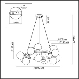 Люстра 6508/14 MODERNI Lumion чёрный, белый, бронза Люстра E14 14*40W 220V MELONA