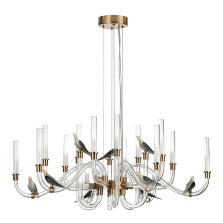 Люстра 5431/37L L-VISION Odeon Light EXCLUSIVE золотой/белый градиент/беж./зеленый/ металл/стекло/керамика LED 37W 4000K LARK