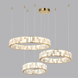 Люстра 5072/80L HALL Odeon Light золото/прозрачный/белый/металл/хрусталь/алебастр Люстра LED 80W 3700K CROSSA