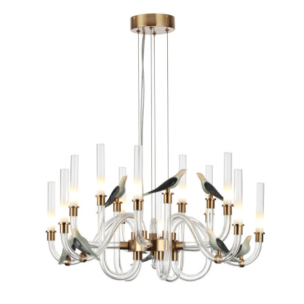 Люстра 5431/30L L-VISION Odeon Light EXCLUSIVE золотой/белый градиент/беж./зеленый/ металл/стекло/керамика LED 30W 4000K LARK