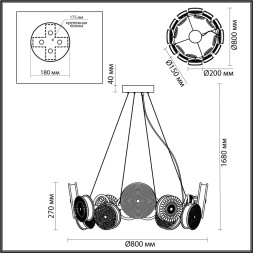 Люстра 5416/95L L-VISION Odeon Light EXCLUSIVE хром/разноцветный/металл/стекло Люстра LED 95W 4000K 6400lm CARAMELLA