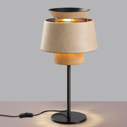 Настольная лампа 4992/1T PENDANT Odeon Light черный/бежевый/терракотовый/золотой/металл/экокожа E27 1*60W KRESSA