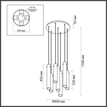 Люстра каскадная 5061/32LB PENDANT Odeon Light золотой/янтарный/металл/стекло Люстра каскадная LED 7*4W 3000K SHINY