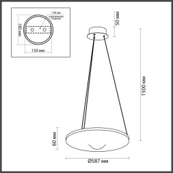 Подвесной 7046/41L HIGHTECH ODL25 Подвесной светильник черн/металл/акрил IP20 LED 41W 3000K 220V FUSO