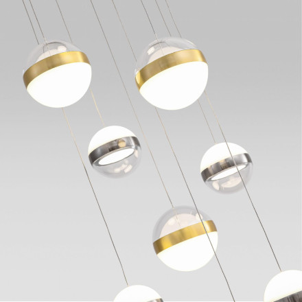 Люстра каскадная 5037/84L L-VISION Odeon Light ант.бронза/никель/прозрачн/молочный/металл/акрил LED 84W 4000K 4800лм RONI