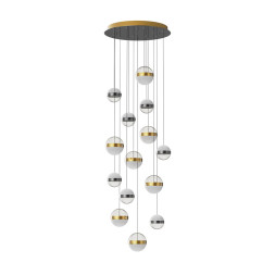 Люстра каскадная 5037/132L L-VISION Odeon Light ант.бронза/никель/прозрачн/молочный/металл/акрил LED132W 4000K 6600лм RONI