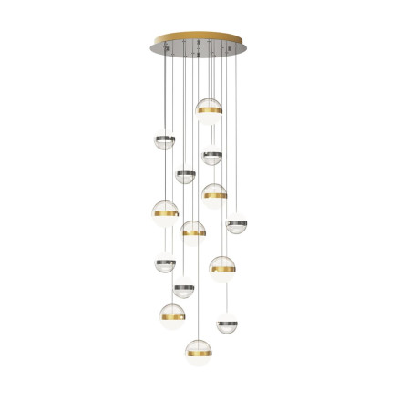 Люстра каскадная 5037/132L L-VISION Odeon Light ант.бронза/никель/прозрачн/молочный/металл/акрил LED132W 4000K 6600лм RONI