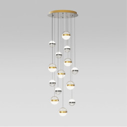 Люстра каскадная 5037/132L L-VISION Odeon Light ант.бронза/никель/прозрачн/молочный/металл/акрил LED132W 4000K 6600лм RONI