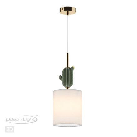 Подвес 5425/1 MODERN Odeon Light EXCLUSIVE золотой/зеленый/белый/металл/керамика/ткань Подвес E14 1*40W CACTUS