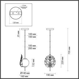 Потолочная люстра Jungle 4865/1A Odeon Light