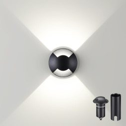 Встраиваемый грунтовый светильник 6662/2GL NATURE Odeon Light черный/металл IP67 LED 3W 4000K 12V/24V WALD