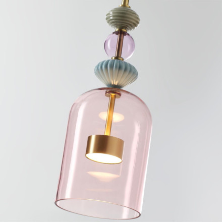 Подвес 5045/12L L-VISION Odeon Light античн.бронза/розовый/металл/стекло/керамика Подвес LED 12W 4000К 1400Лм PALLETA
